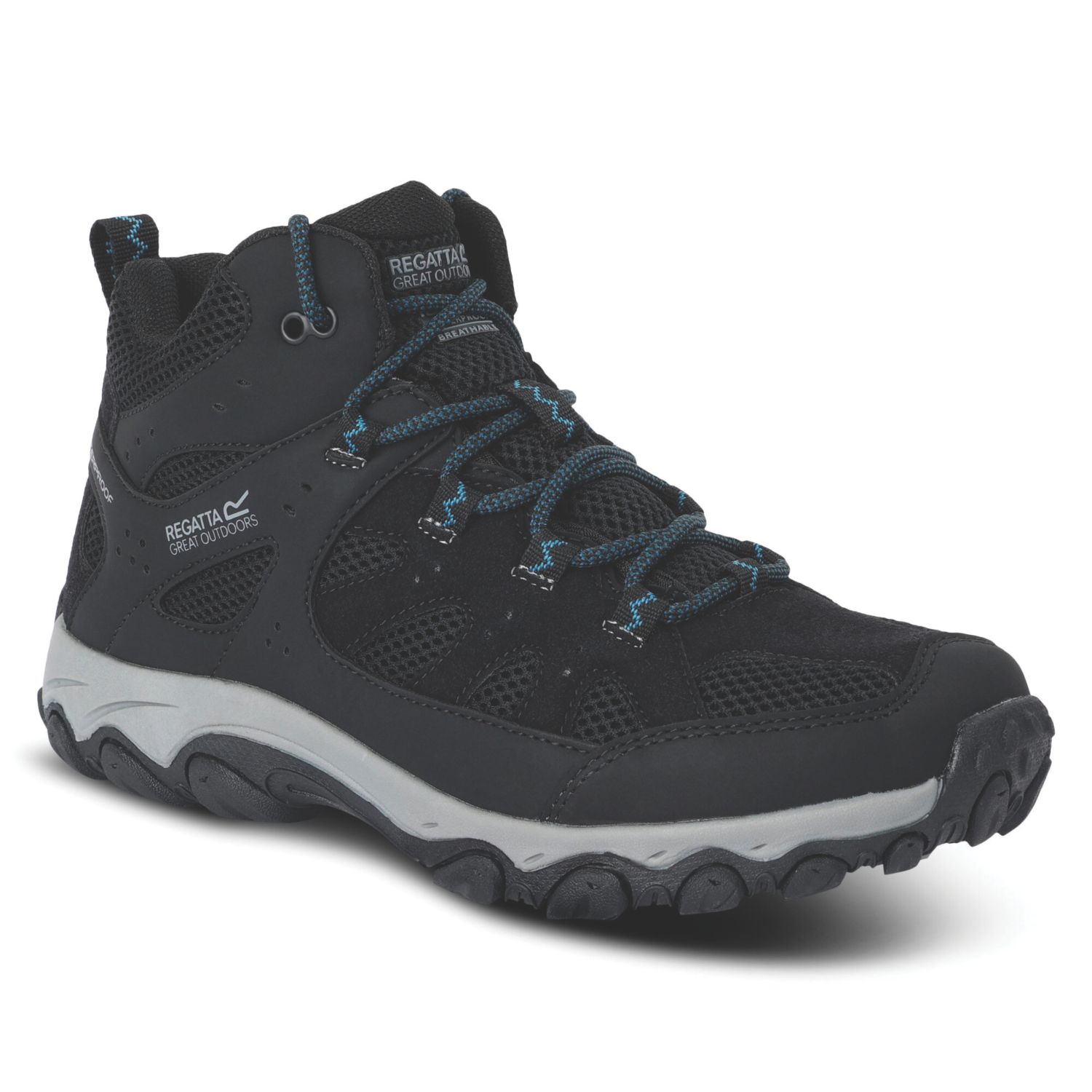 Regatta Edgepoint IV Mid Size 5 Womens Black / Storm Blue Waterproof Non Safety Work Boots (920AT)