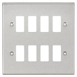 Knightsbridge  8-Module Grid Faceplate Brushed Chrome