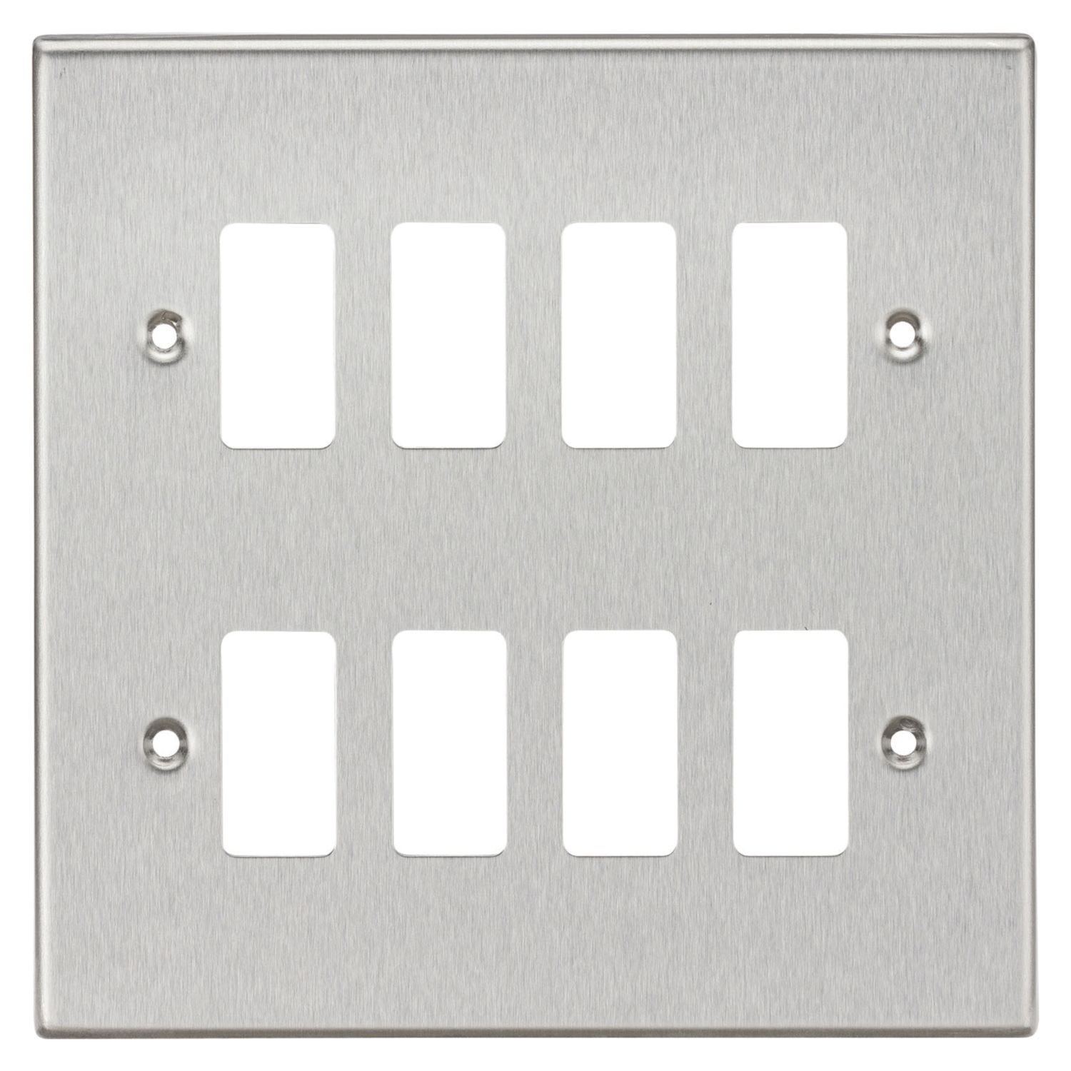 Knightsbridge 8-Module Grid Faceplate Brushed Chrome (920CR)