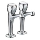 Refurb Bristan Club Contemporary Round Head High Neck Pillar Kitchen Taps Chrome 1 Pair