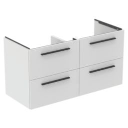 Ideal Standard i.life B Wall Hung Vanity Unit with Black Handles & Double Basin Matt White 1200mm x 505mm x 630mm