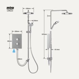 Mira Decor Warm Silver 9.5kW  Manual Dual Outlet Electric Shower