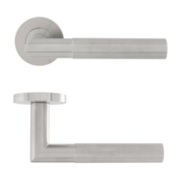 Eclipse Ultimate Revolve Fire Rated Lever On Rose Door Handle Pair Satin Stainless Steel 1 Pair
