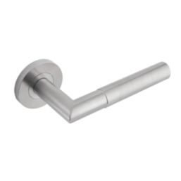 Eclipse Ultimate Revolve Fire Rated Lever On Rose Door Handle Pair Satin Stainless Steel 1 Pair