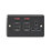 MK Contoura 45A 2-Gang DP Cooker Switch & 13A DP Switched Socket Black with Neon with Colour-Matched Inserts