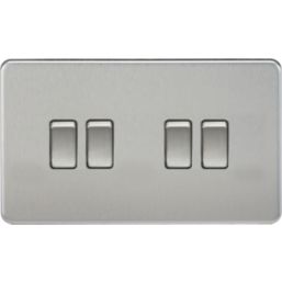 Knightsbridge  10AX 4-Gang 2-Way Light Switch  Brushed Chrome