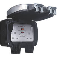 British General Decorative IP66 13A 2-Gang SP Weatherproof Outdoor Switched Passive RCD Socket