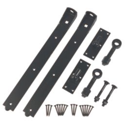 GateMate Black Straight Premium Adjustable Band & Hooks on Plate 165mm x 24" x 600mm 2 Pack