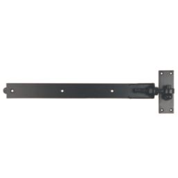 GateMate Black Straight Premium Adjustable Band & Hooks on Plate 165mm x 24" x 600mm 2 Pack