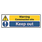 "Warning Construction Site Keep Out" Sign 200mm x 600mm
