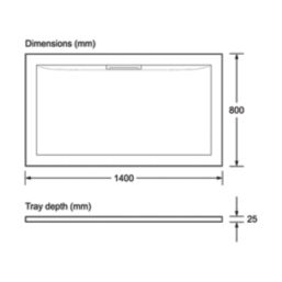 Mira Flight Level Rectangular Shower Tray White 1400mm x 800mm x 25mm