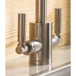 Streame by Abode Brolle Swan Dual-Lever Mono Mixer Kitchen Tap Brushed Nickel