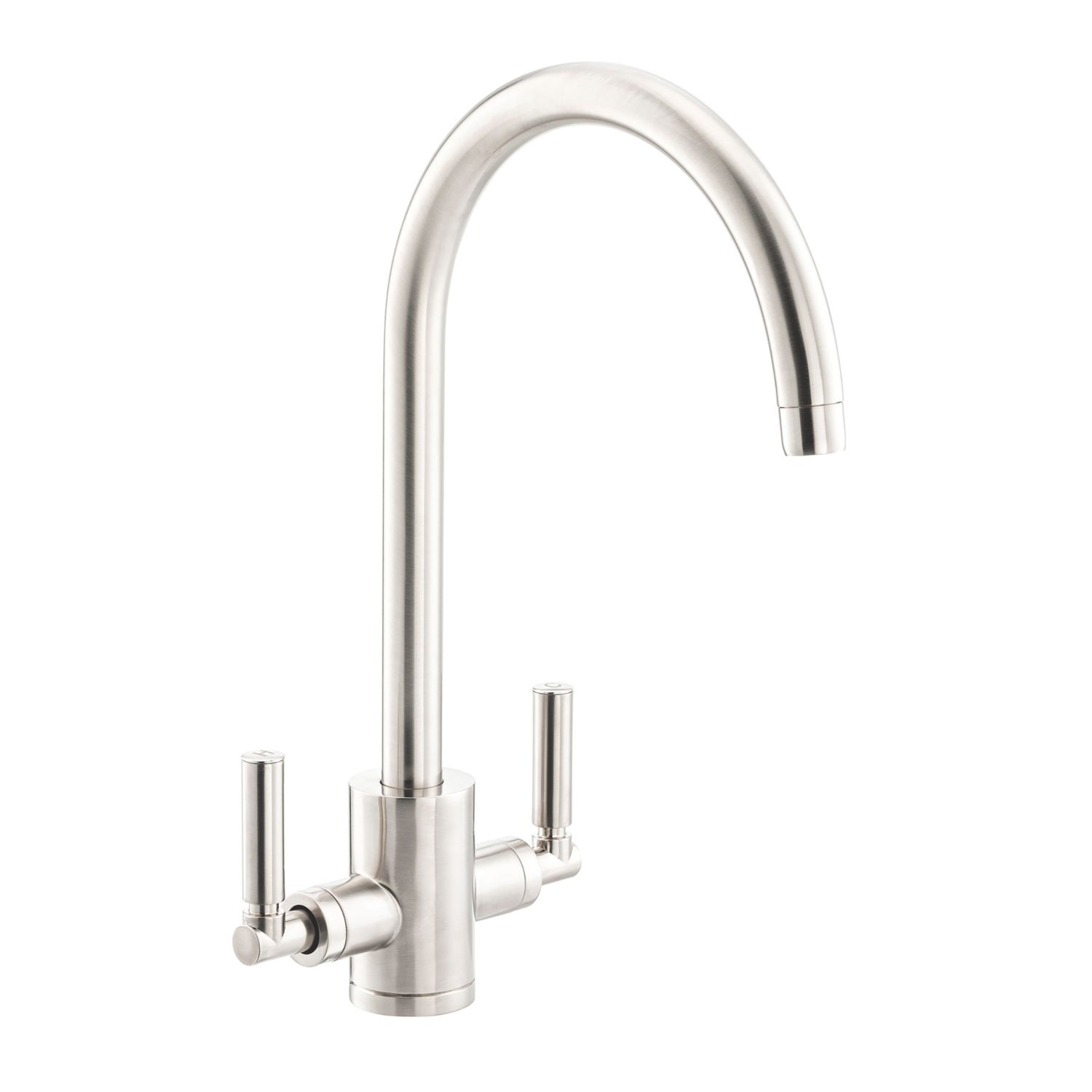 Streame by Abode Brolle Swan Dual-Lever Mono Mixer Kitchen Tap Brushed Nickel (921JM)