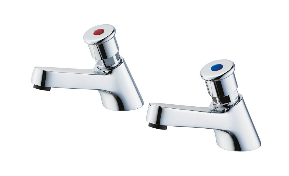 Armitage Shanks Sandringham 21 Self-Closing Pillar Taps Chrome 1 Pair