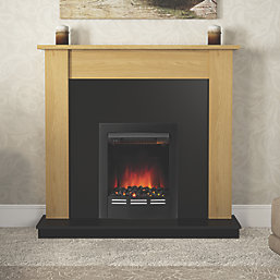 Be Modern Bromley Timber Electric Fireplace Oak Veneer 1210mm x 300mm x 1130mm