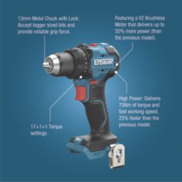 Erbauer ERI1096DDH 18V Li-Ion EXT Brushless Cordless Drill Driver - Bare