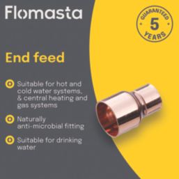 Flomasta  Copper End Feed Reducing Couplers 15mm x 10mm 2 Pack