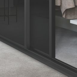 Spacepro Classic 3-Door Framed Glass Sliding Wardrobe Doors Black Frame Black Panel 2672mm x 2260mm