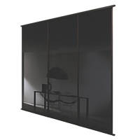 Spacepro Classic 3-Door Framed Glass Sliding Wardrobe Doors Black Frame Black Panel 2672 x 2260mm