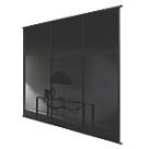 Spacepro Classic 3-Door Framed Glass Sliding Wardrobe Doors Black Frame Black Panel 2672mm x 2260mm