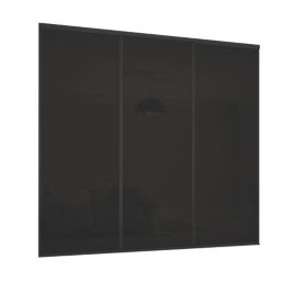 Spacepro Classic 3-Door Framed Glass Sliding Wardrobe Doors Black Frame Black Panel 2672mm x 2260mm