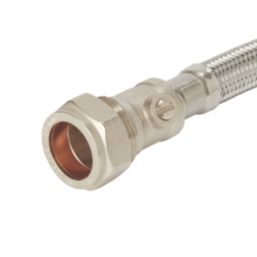 Essentials Flexible Tap Connector with Isolating Valve 22mm x 3/4" x 300mm
