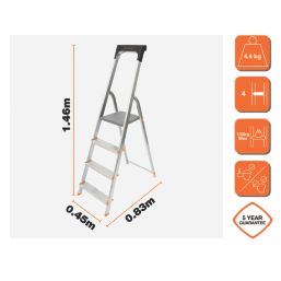 Magnusson Aluminium 1.46m 4 Step Swingback A Frame Step Ladder
