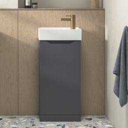 Memo Bathroom Vanity Unit with Basin Matt Dark Grey 397mm x 210mm x 860mm