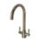 ETAL Wick Twin Lever Kitchen Mixer Tap Brushed Steel