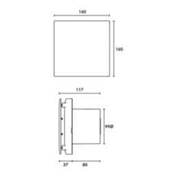 Vent-Axia 477436B 100mm (4") Axial Bathroom Extractor Fan with Humidistat & Timer White 240V