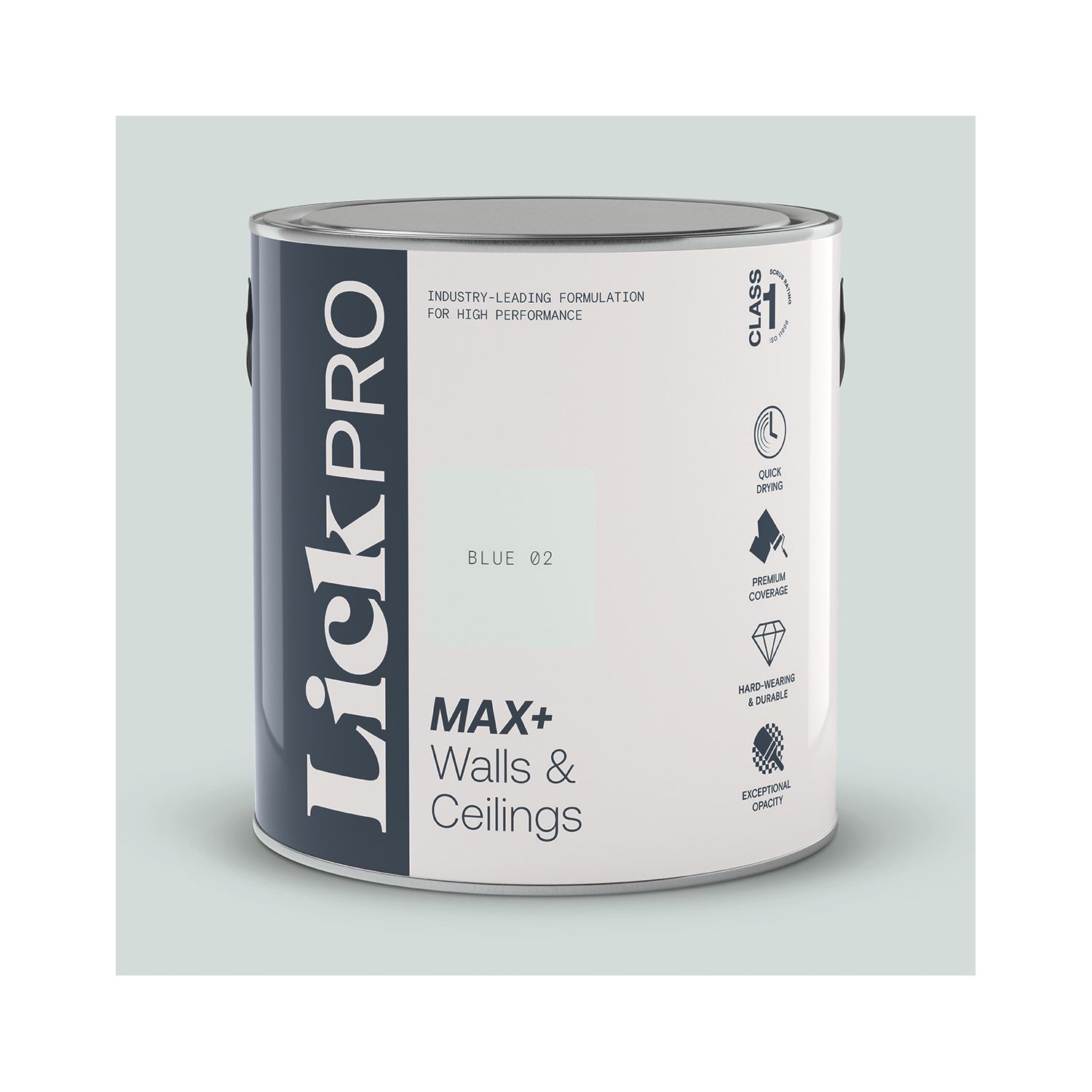 LickPro Max+ 2.5Ltr Blue 02 Eggshell Emulsion Paint (922JX)