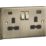 Knightsbridge  13A 2-Gang SP Switched Socket + 4.0A 20W 2-Outlet Type A & C USB Charger Antique Brass with Black Inserts