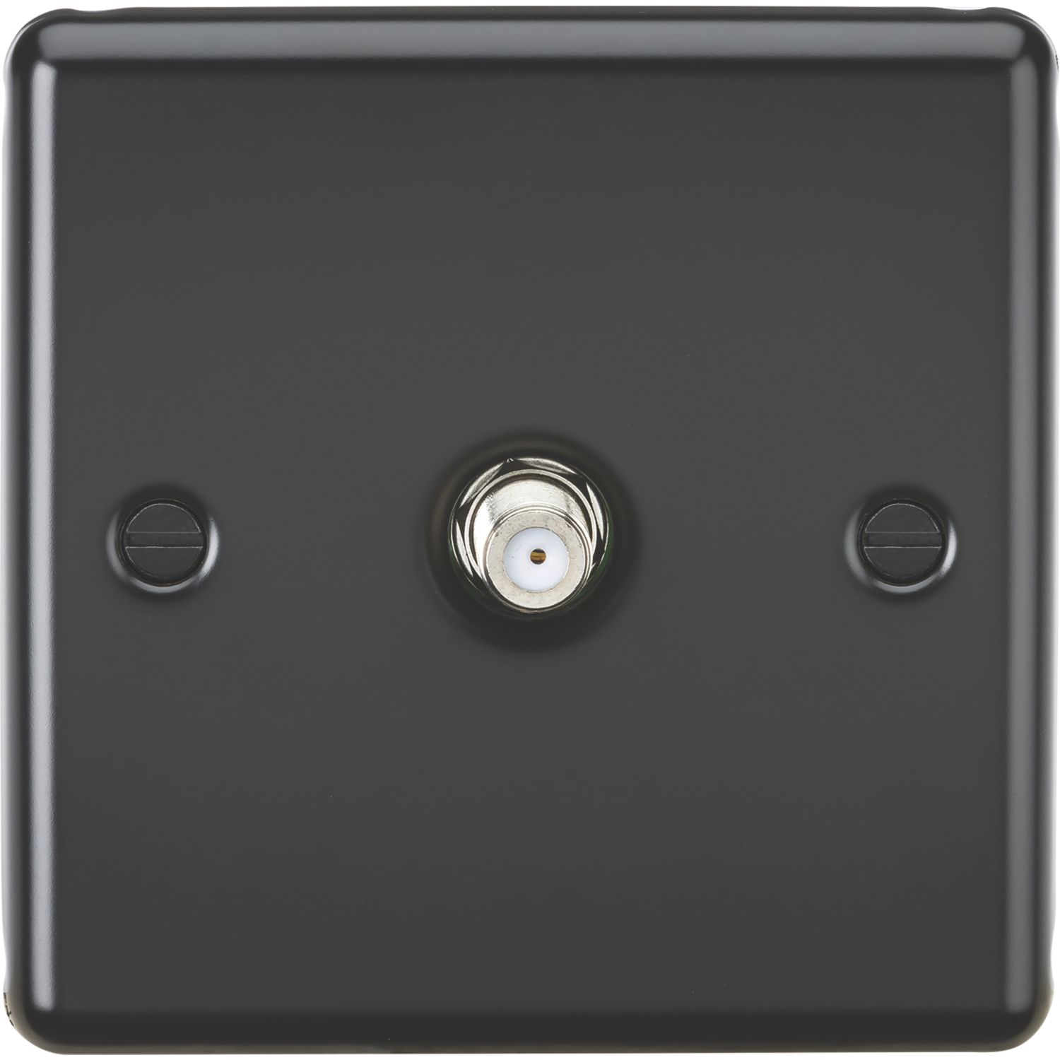 Knightsbridge 1-Gang F-Type Satellite Socket Matt Black with Black Inserts (922PY)