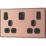 British General Evolve 13A 2-Gang SP Switched Socket + 3A 45W 2-Outlet Type A & C USB Charger Copper with Black Inserts