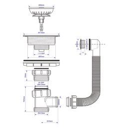 McAlpine 1 Bowl Waste Kit Chrome Plated Brass 1 1/2"