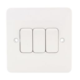 Hager Sollysta WMPS32 10AX 3-Gang 2-Way Light Switch  White