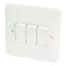 Hager Sollysta WMPS32 10AX 3-Gang 2-Way Light Switch  White