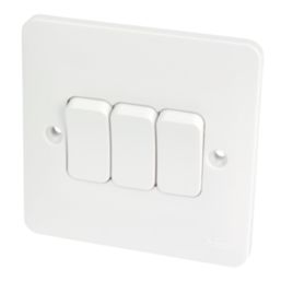 Hager Sollysta WMPS32 10AX 3-Gang 2-Way Light Switch  White