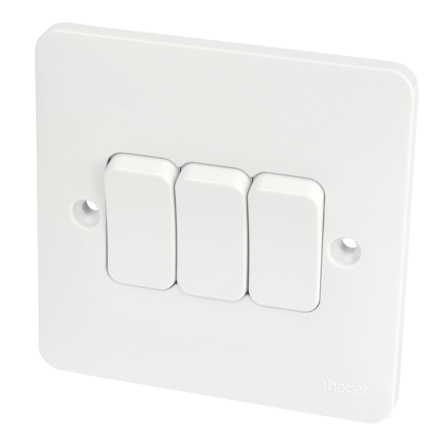 Hager Sollysta WMPS32 10AX 3-Gang 2-Way Light Switch White (923AM)