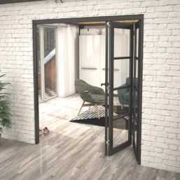 Green & Taylor  3-Door 1-Clear Light Primed Black Wooden Shaker Internal Bi-Fold Door 2060mm x 1905mm