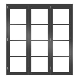 Green & Taylor  3-Door 1-Clear Light Primed Black Wooden Shaker Internal Bi-Fold Door 2060mm x 1905mm