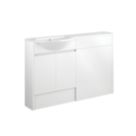 Alaska Bathroom Fitted Furniture Pack LH Vanity with Basin White Gloss 1244mm x 355mm x 997mm