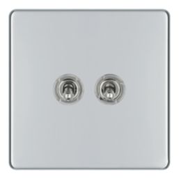 LAP  20A 16AX 2-Gang 2-Way Toggle Switch  Polished Chrome