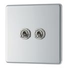 LAP  20A 16AX 2-Gang 2-Way Toggle Switch  Polished Chrome