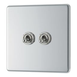 LAP  20A 16AX 2-Gang 2-Way Toggle Switch  Polished Chrome