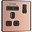 British General Evolve 13A 1-Gang SP Switched Socket + 2.1A 10.5W 2-Outlet Type A USB Charger Copper with Black Inserts