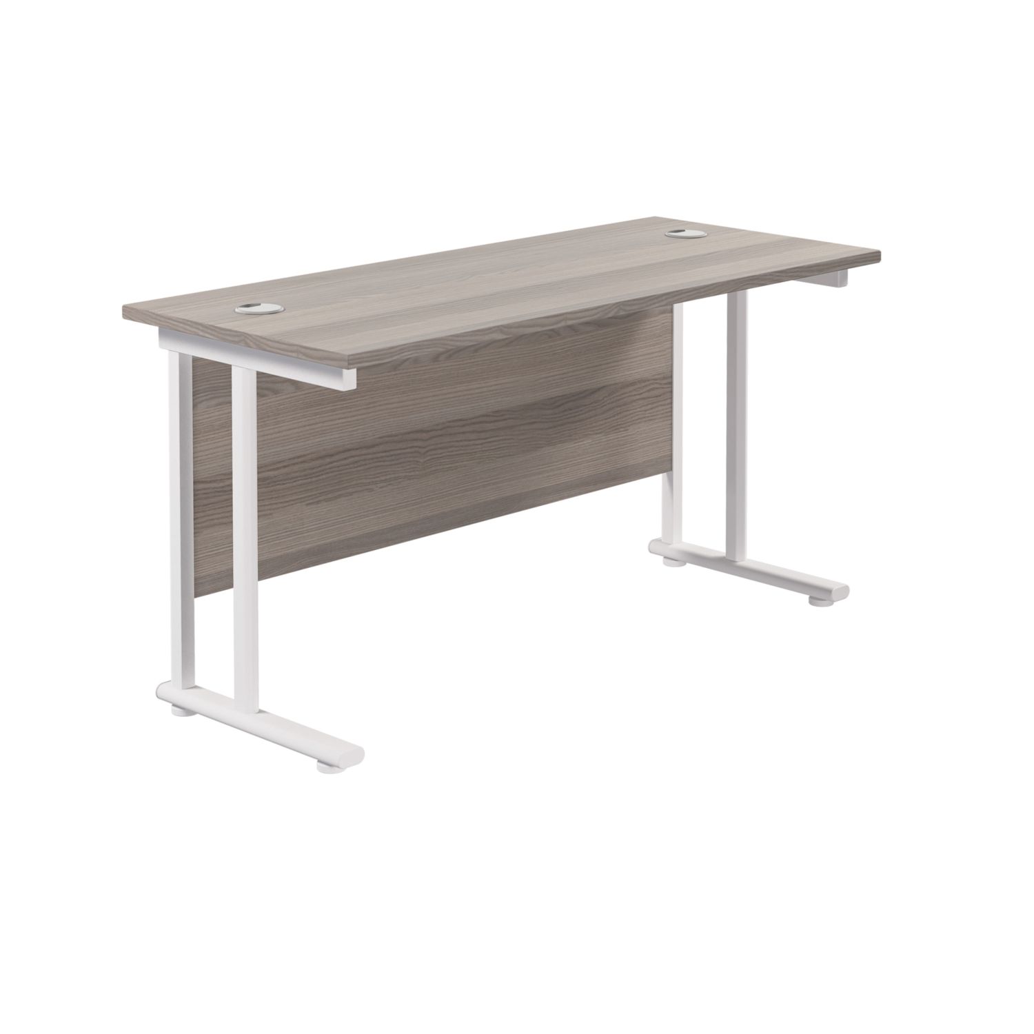 TC Group Aztec Twin Upright Rectangular Office Desk Grey Oak/White 1400mm x 600mm (923TT)