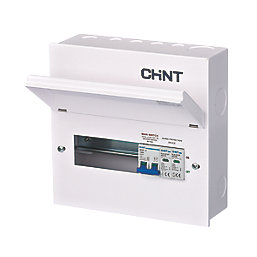 Chint NX3 Series 10-Module 6-Way Part-Populated High Integrity Main Switch Consumer Unit with SPD