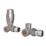ETAL Danva 15mm x 1/2" Brushed Steel Corner Modern Thermostatic Radiator Valve & Lockshield