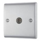 British General Nexus Metal 1-Gang Single TV Socket Brushed Steel